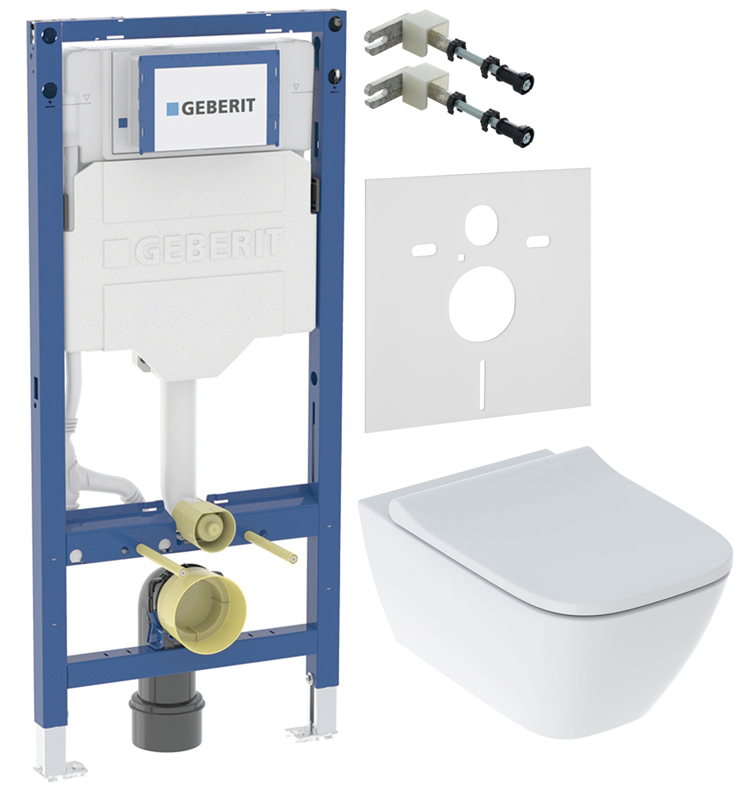 Set set toiletpot met toiletbril Geberit Smyle Square 500.683.00.2, inbouwframe Geberit Duofix 111.320.00.6, 111.815.00.1, 156.050.00.1