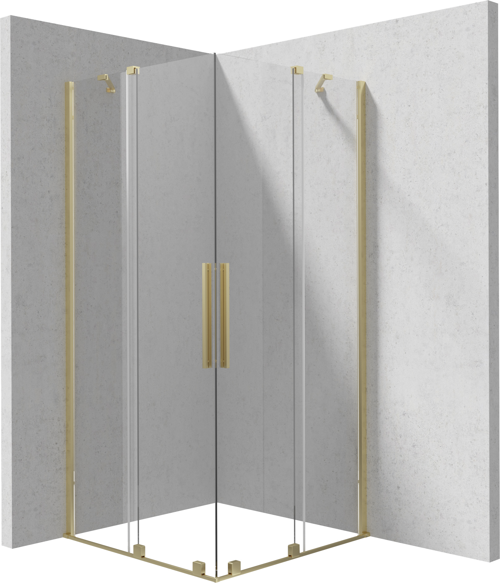 Deante Prizma douchecabine 80x80 cm vierkant gouden geborsteld/helder glas KPNRP08P08
