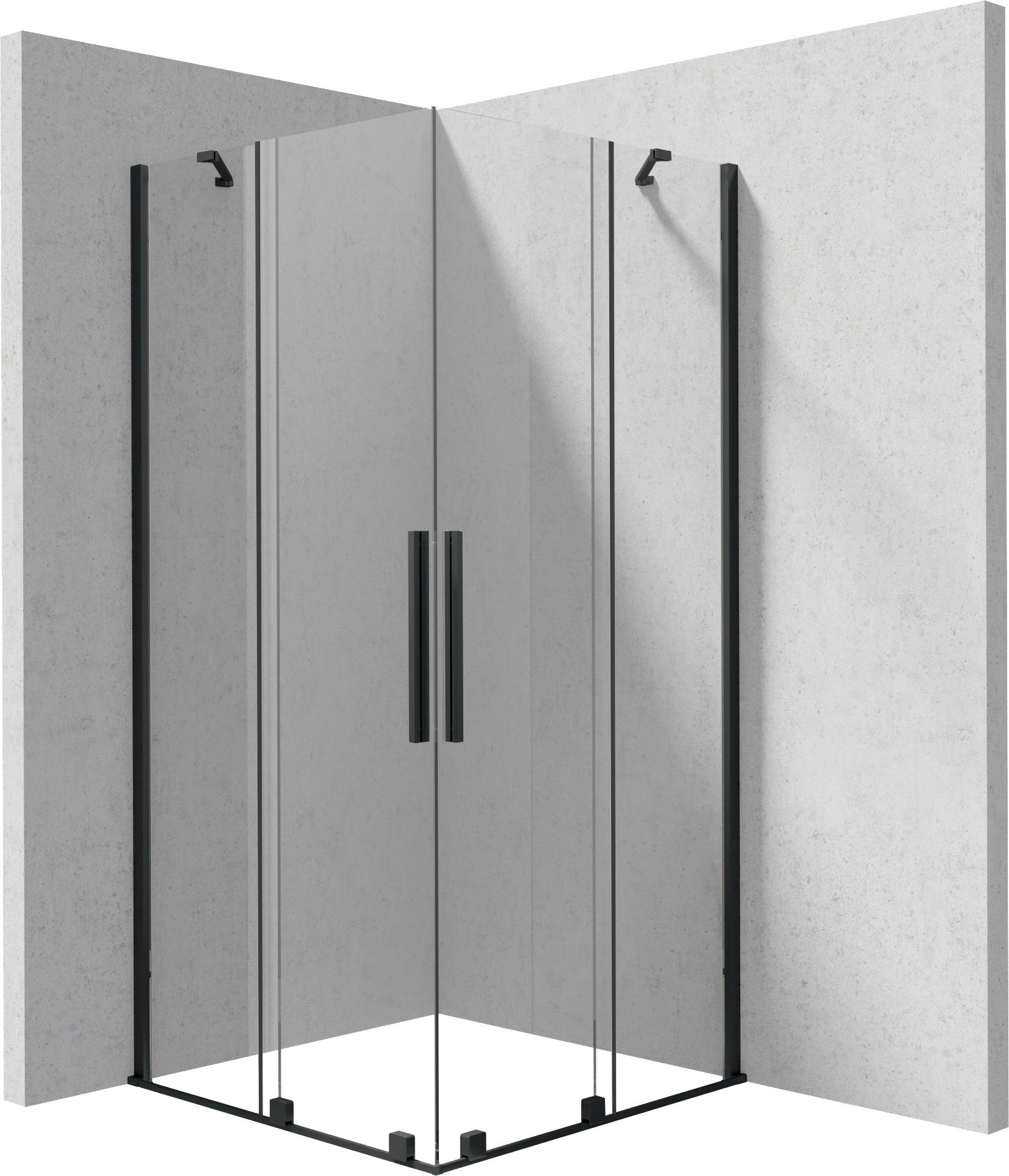 Deante Prizma douchecabine 80x80 cm vierkant zwart mat/helder glas KPNNP08P08