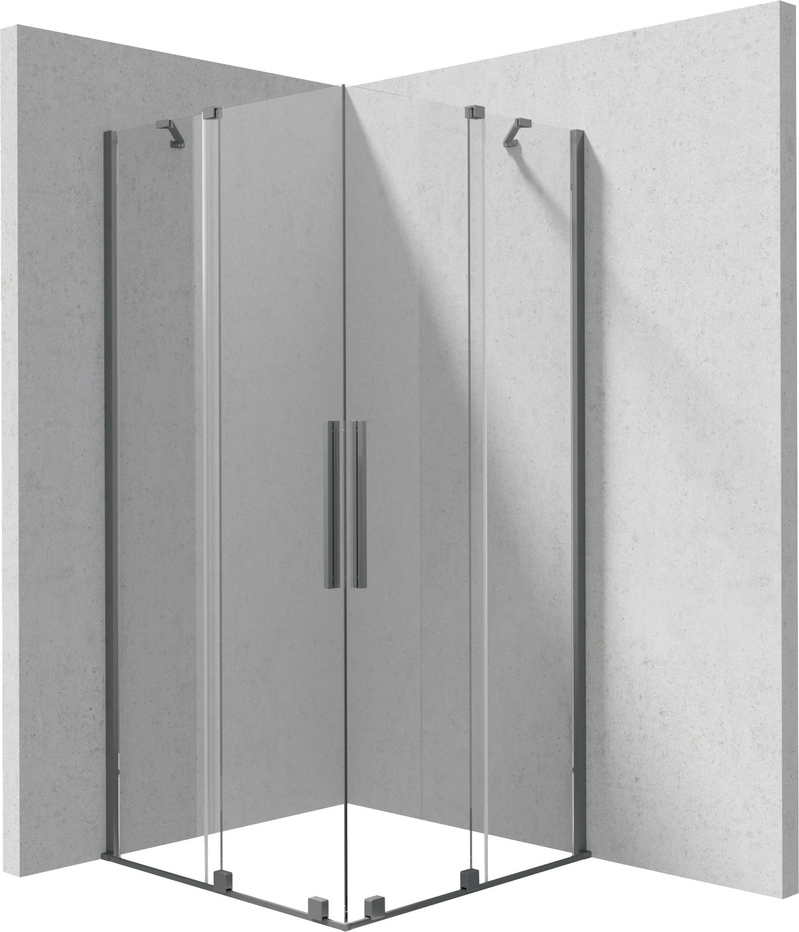 Deante Prizma douchecabine 80x80 cm vierkant grafiet geborsteld/helder glas KPNDP08P08
