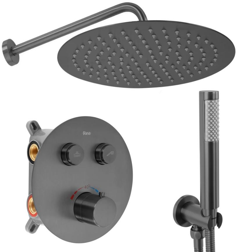 Rea Lungo doucheset inbouw met thermostaat met regendouche || REA-P6385
