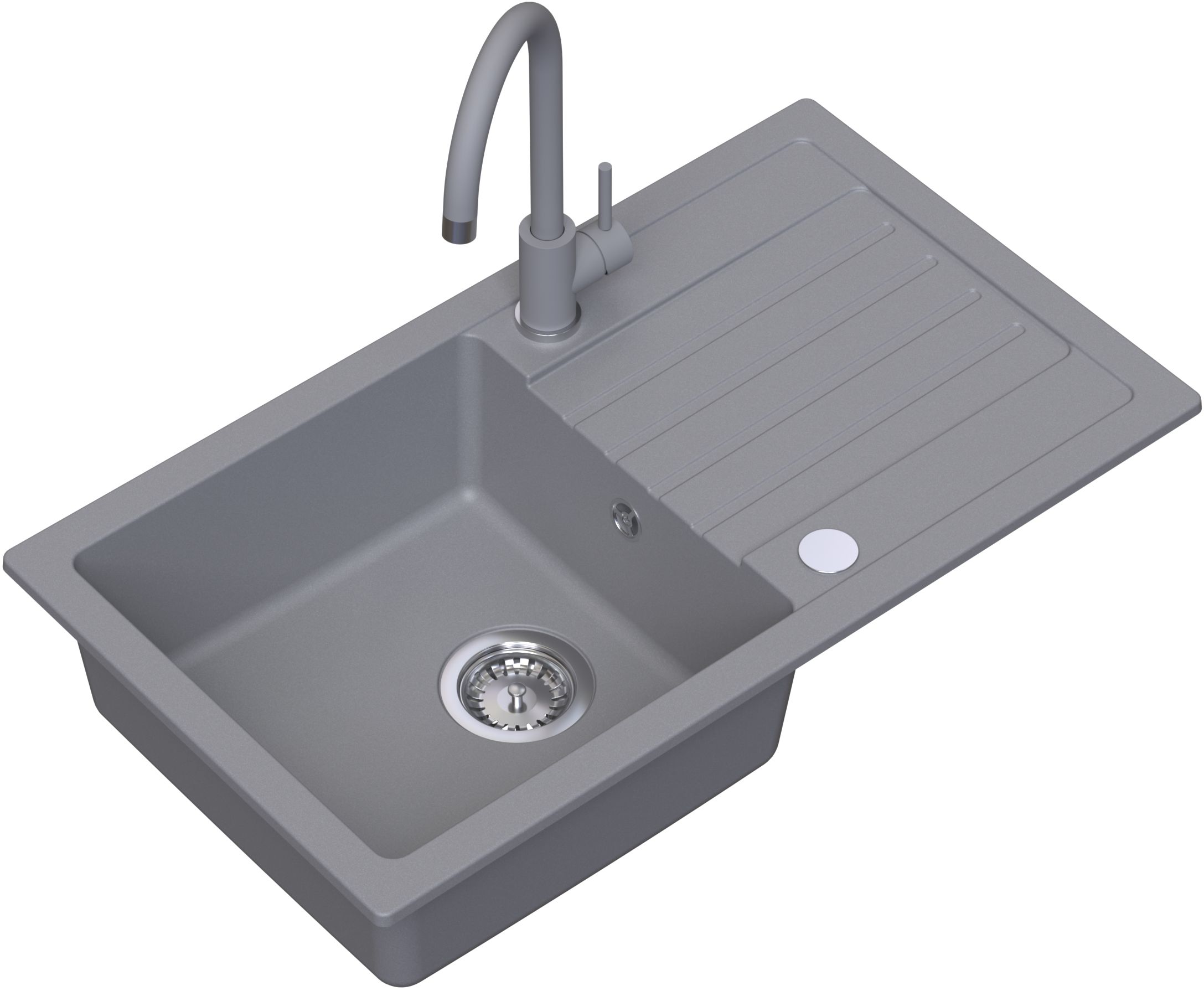 Ruvetti Tito Maxi spoelbak met kraan en accessoires grijs/ LP_3200-TM7744GR_W