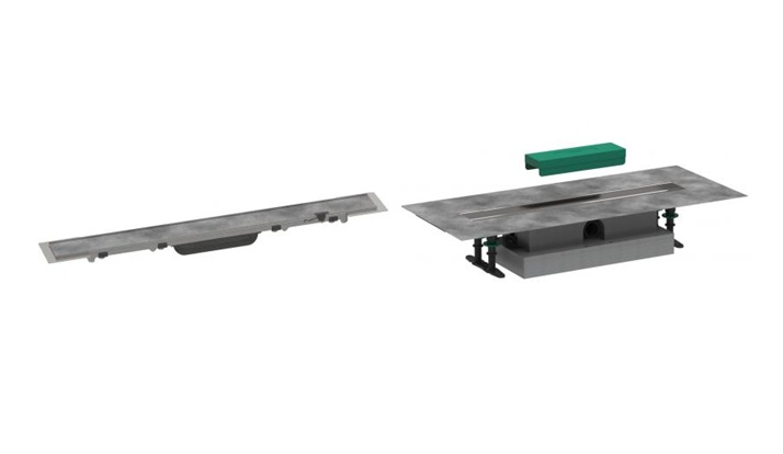Set lineaire afvoer Hansgrohe uBox Universal 56021180, buitenste afvoerelement Hansgrohe RainDrain Rock 56034000