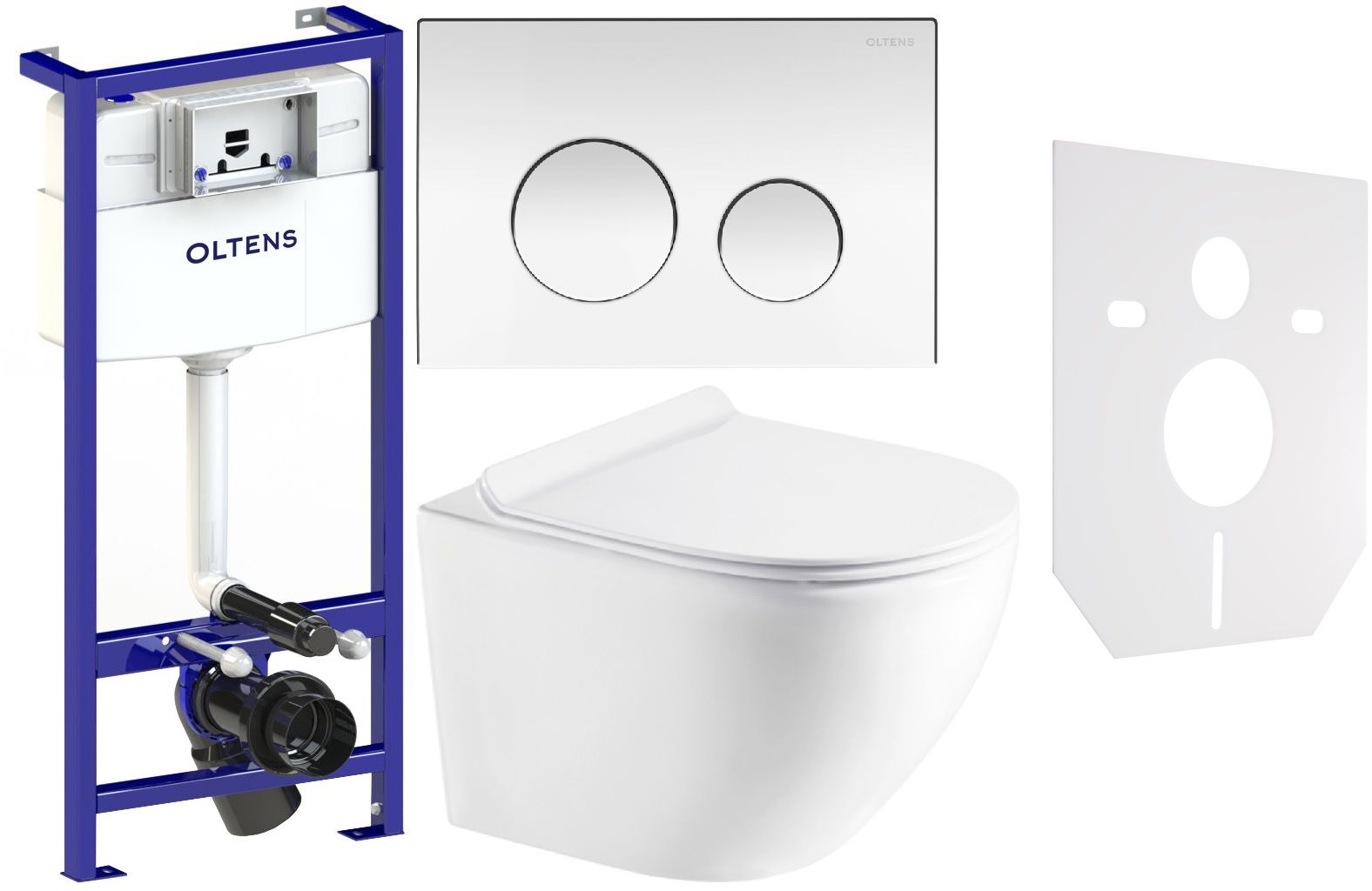 Set inbouwframe Oltens Triberg 50001000, toiletpot met softclose toiletbril Hagser Beno HGR14000042, 57102100, HGR11000045, 49301000