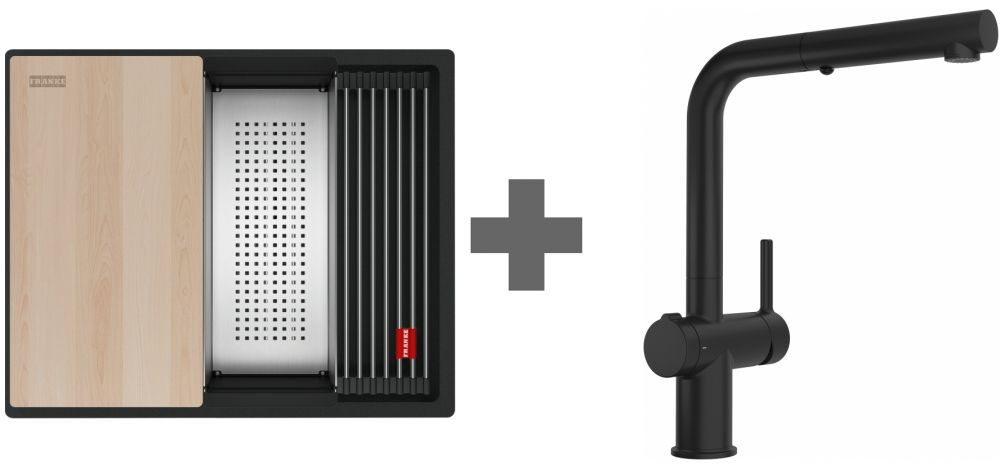 Franke Kanon spoelbak met kraan zwart/zwart 125.0749.686