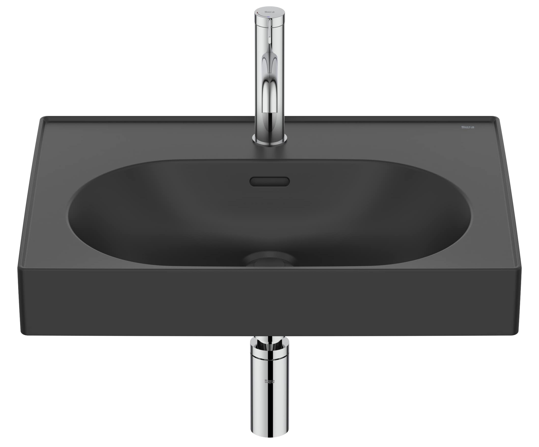 Roca Meridian wastafel 60x46 cm rechthoekig klassiek-meubel zwart mat A327742080