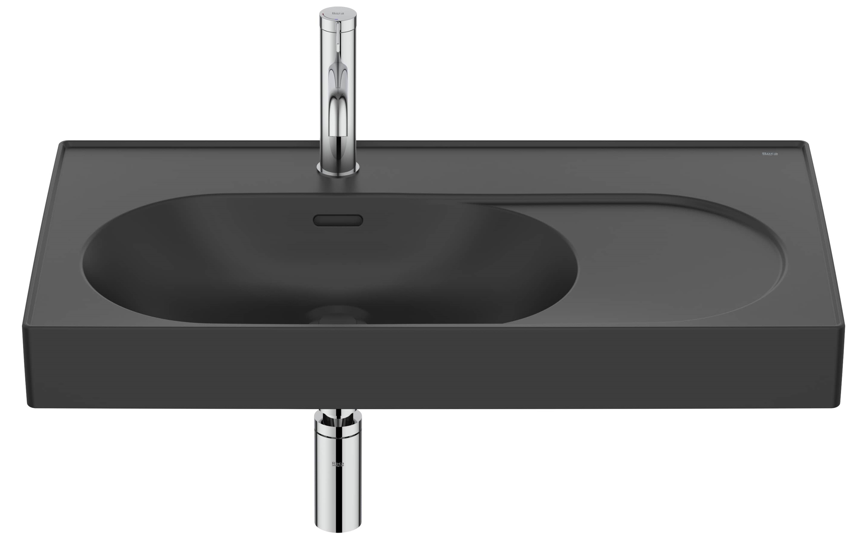Roca Meridian wastafel 80x46 cm rechthoekig klassiek-meubel zwart mat A327743080