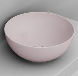 Ceramica Dolomite Noemi wastafel 44x44 cm rond opbouw roze mat D310665