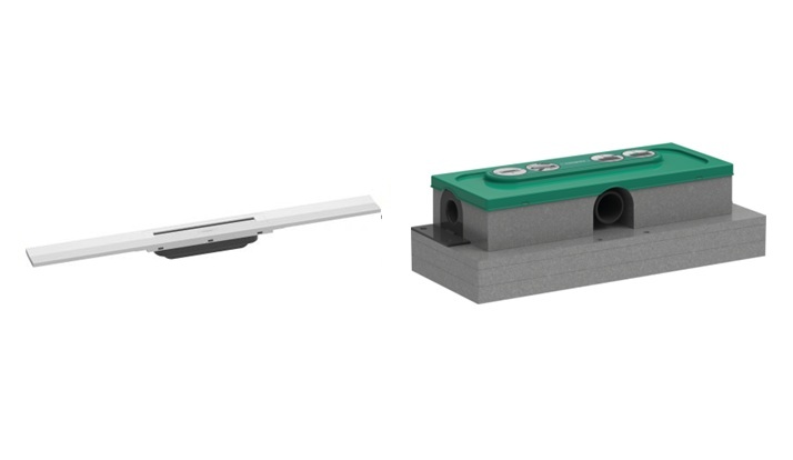Set buitenste afvoerelement Hansgrohe RainDrain Flex 56043700, montageset Hansgrohe uBox Universal 1000180
