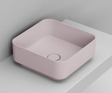 Ceramica Dolomite Noemi wastafel 40x40 cm vierkant opbouw roze mat D311765