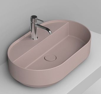 Ceramica Dolomite Noemi wastafel 65x40 cm ovaal opbouw roze mat D312065