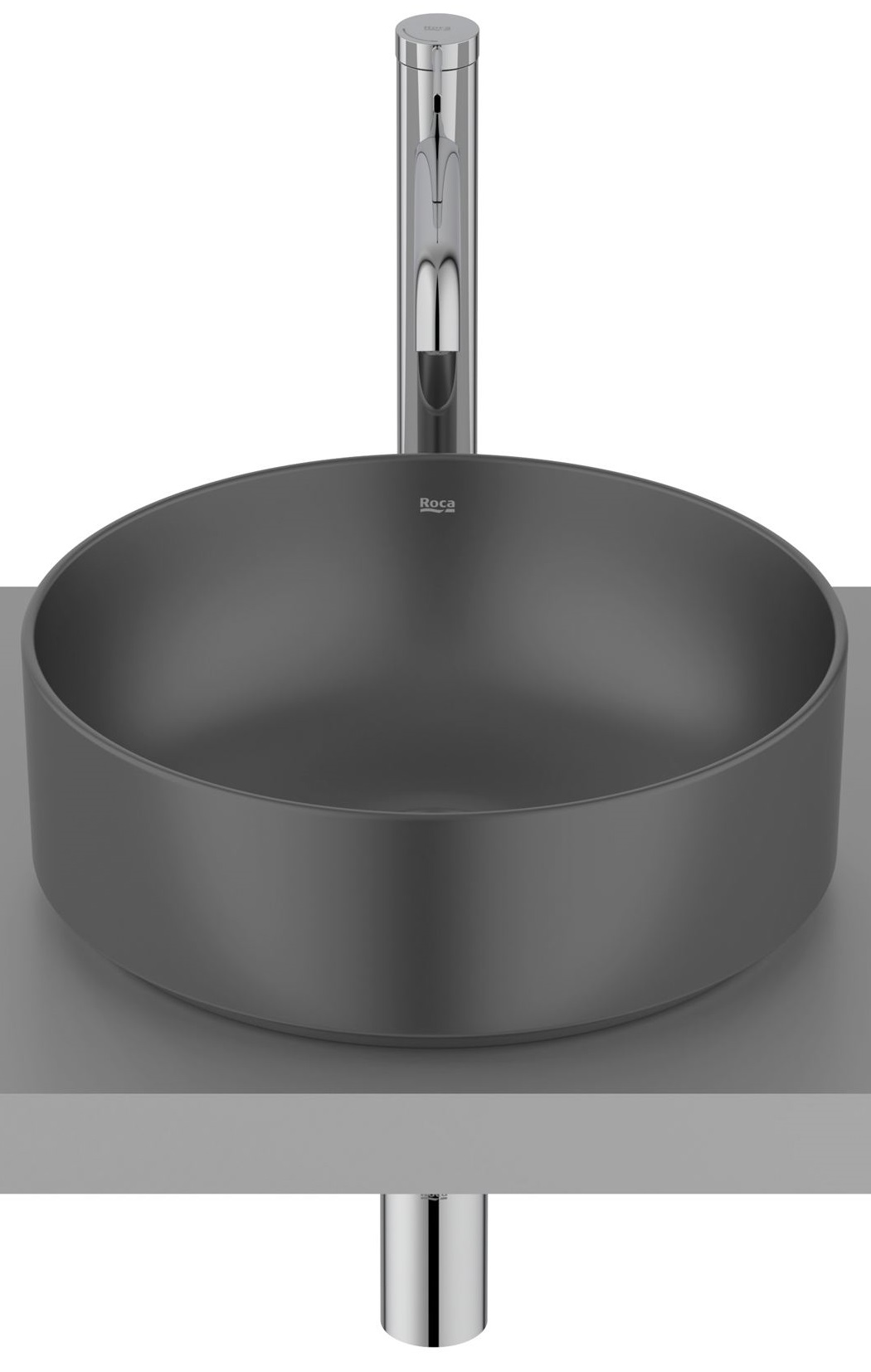 Roca Ona wastafel 37x37 cm rond opbouw zwart mat A32768J080
