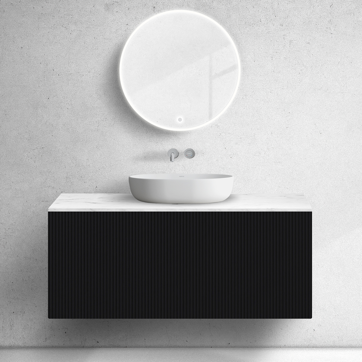 Set kast Oltens Lun Rilla 60030300, badkamerblad op kast Oltens Lun 63027000