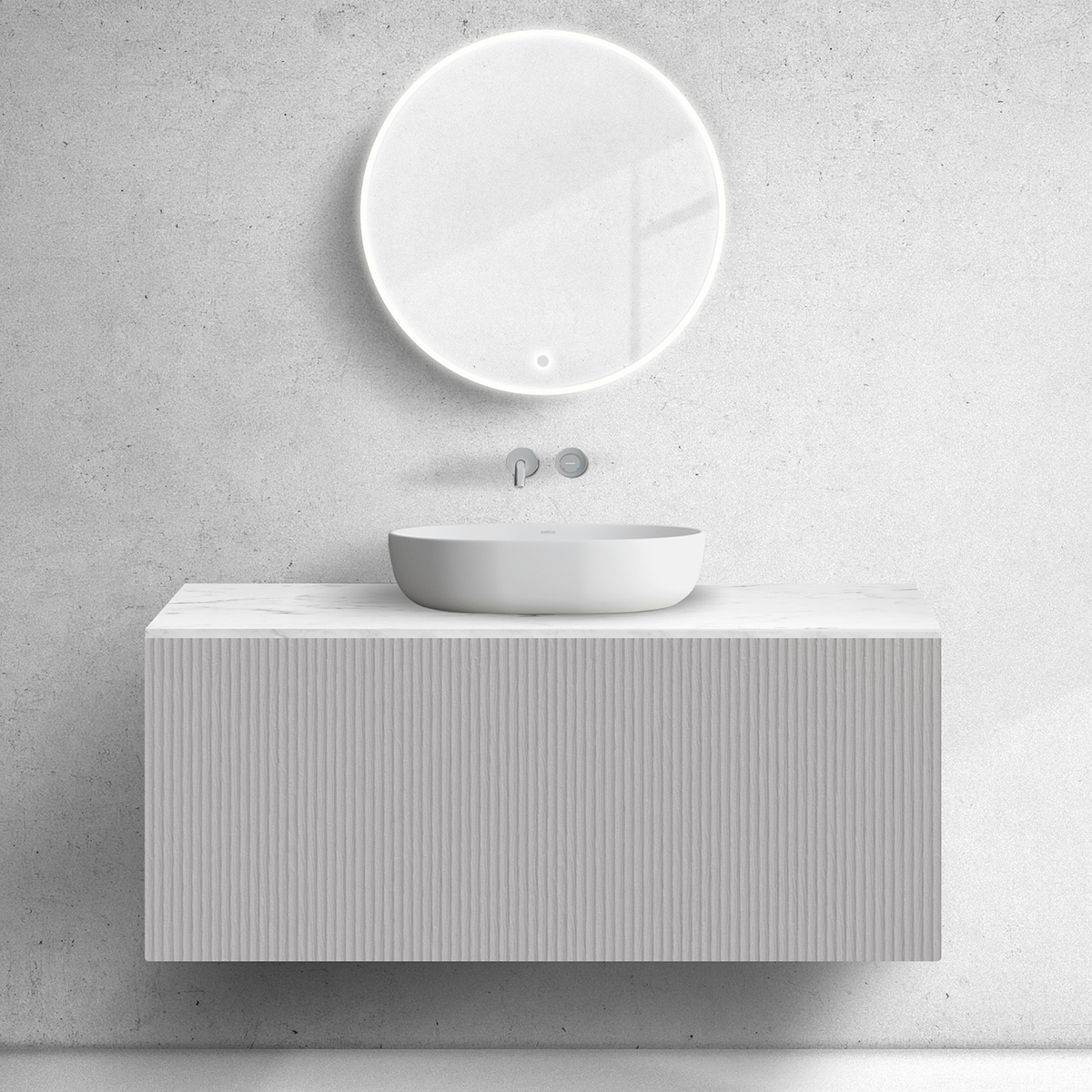 Set kast Oltens Lun Rilla 60030900, badkamerblad op kast Oltens Lun 63027000