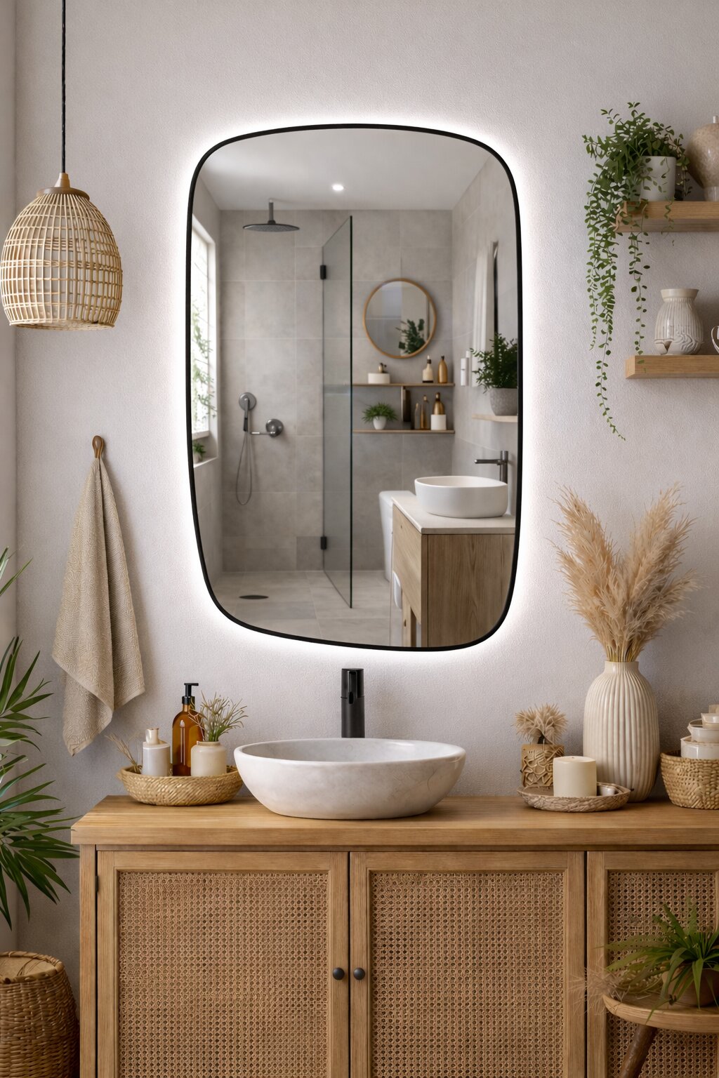 Baltica Design Stone Calm spiegel 60x90 cm met verlichting zwart 5904107932637