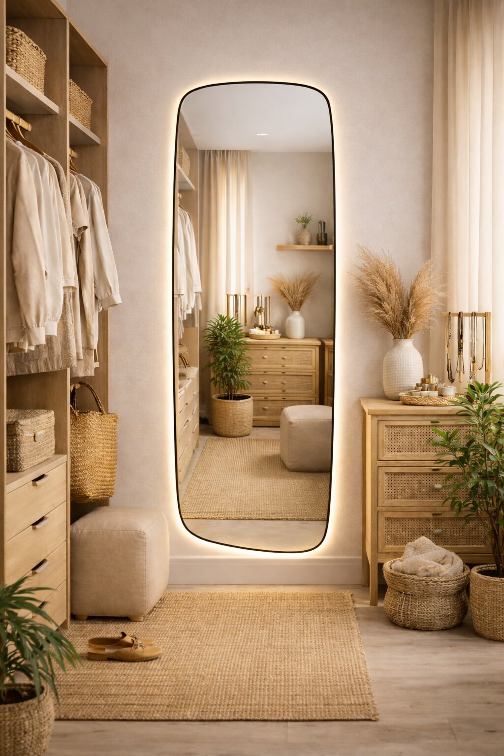 Baltica Design Stone Calm spiegel 50x155 cm met verlichting zwart 5904107933283