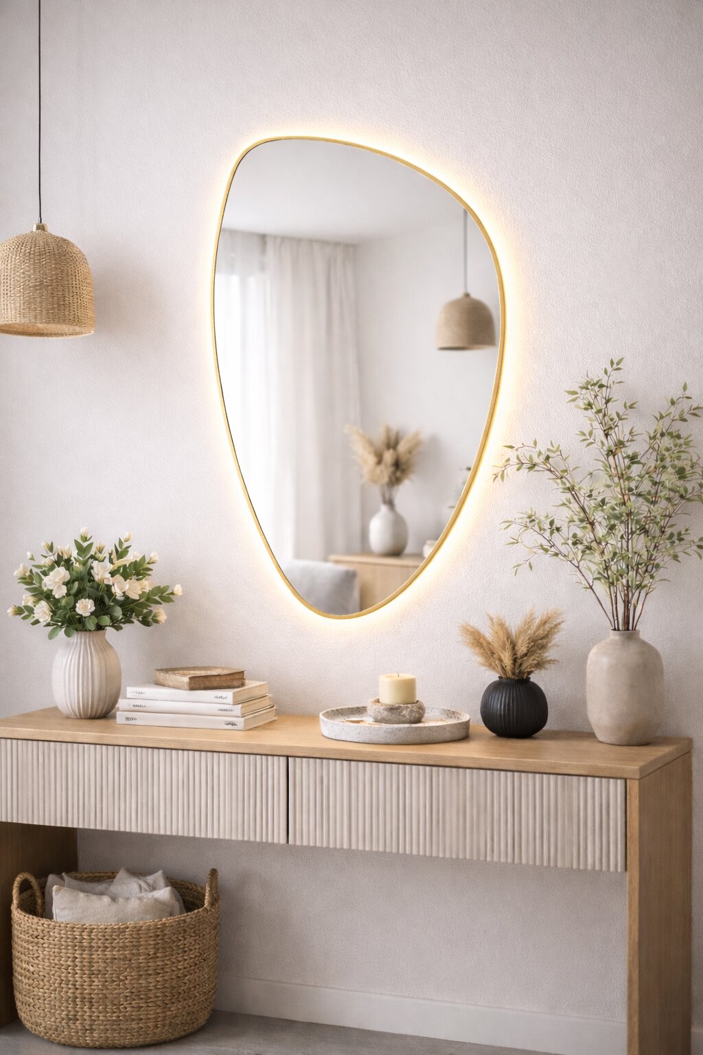 Baltica Design Stone Fluid spiegel 55x92 cm met verlichting gouden 5904107932712
