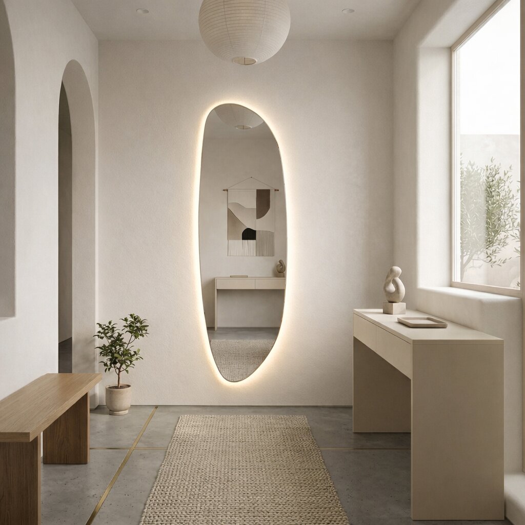 Baltica Design Stone Fluid spiegel 50x155 cm met verlichting 5904107933139
