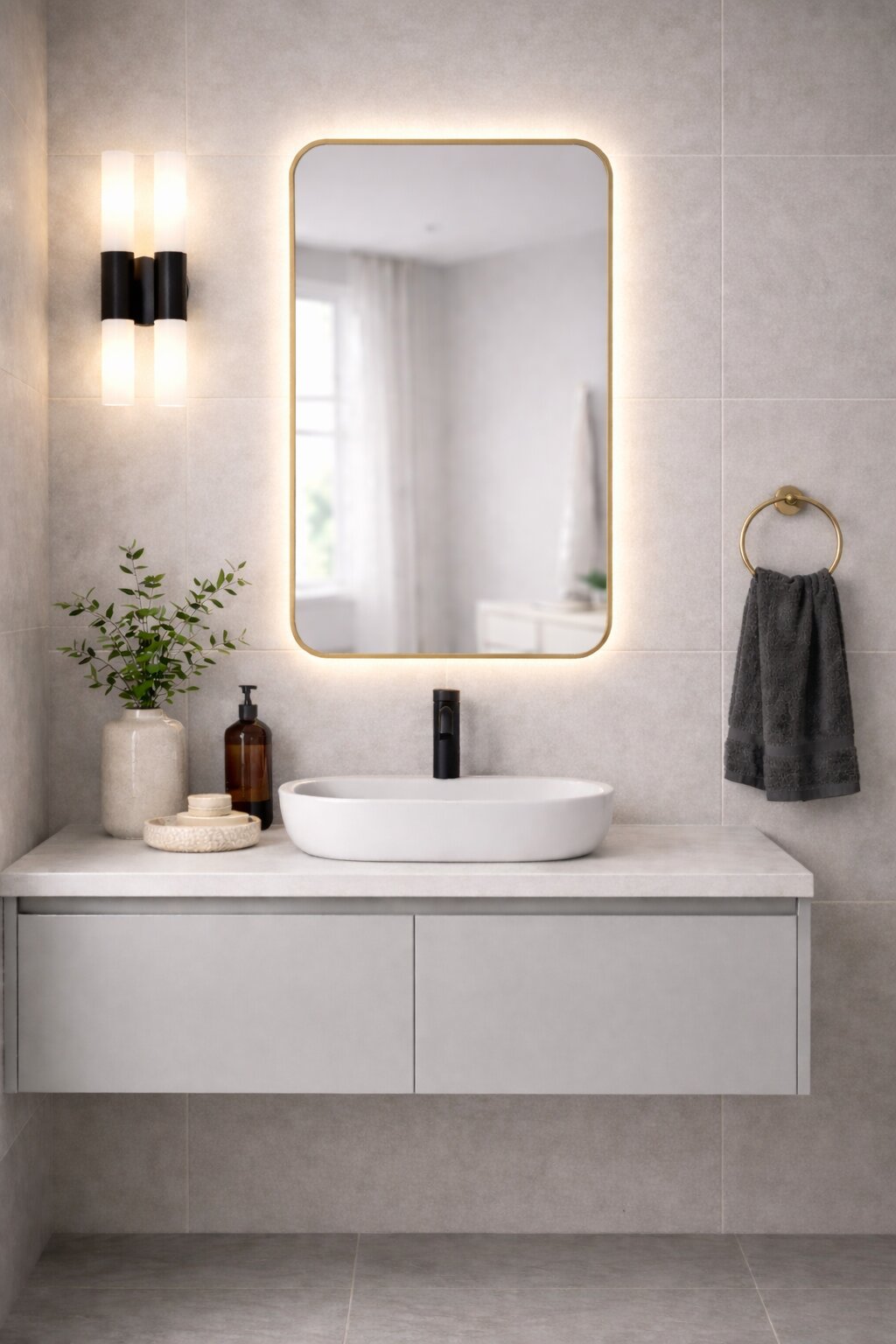 Baltica Design Stone Aura spiegel 60x90 cm met verlichting gouden 5904107932835