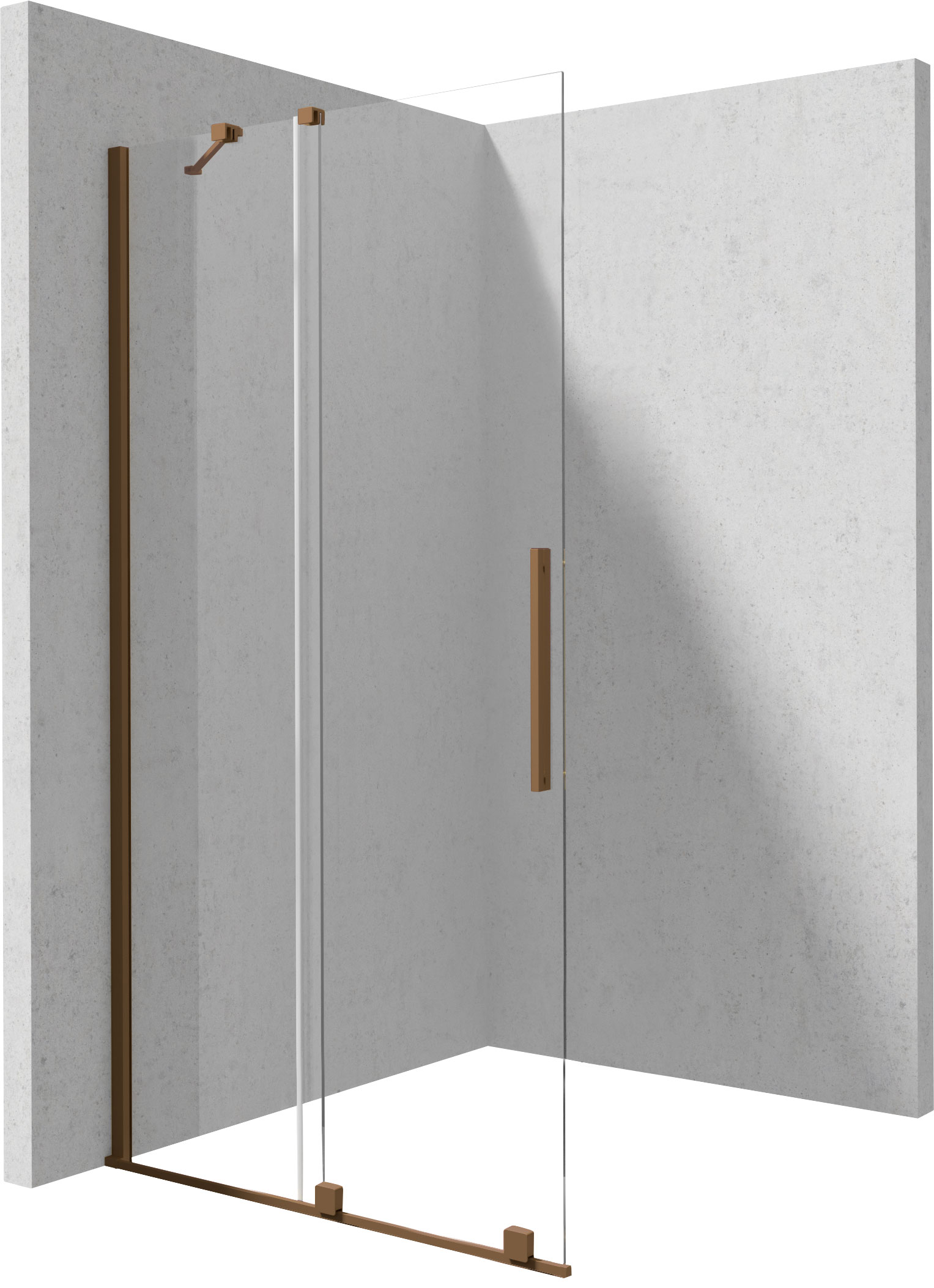 Deante Prizma inloopdouchewand 140 cm bruin geborsteld/helder glas KTJ_C34R