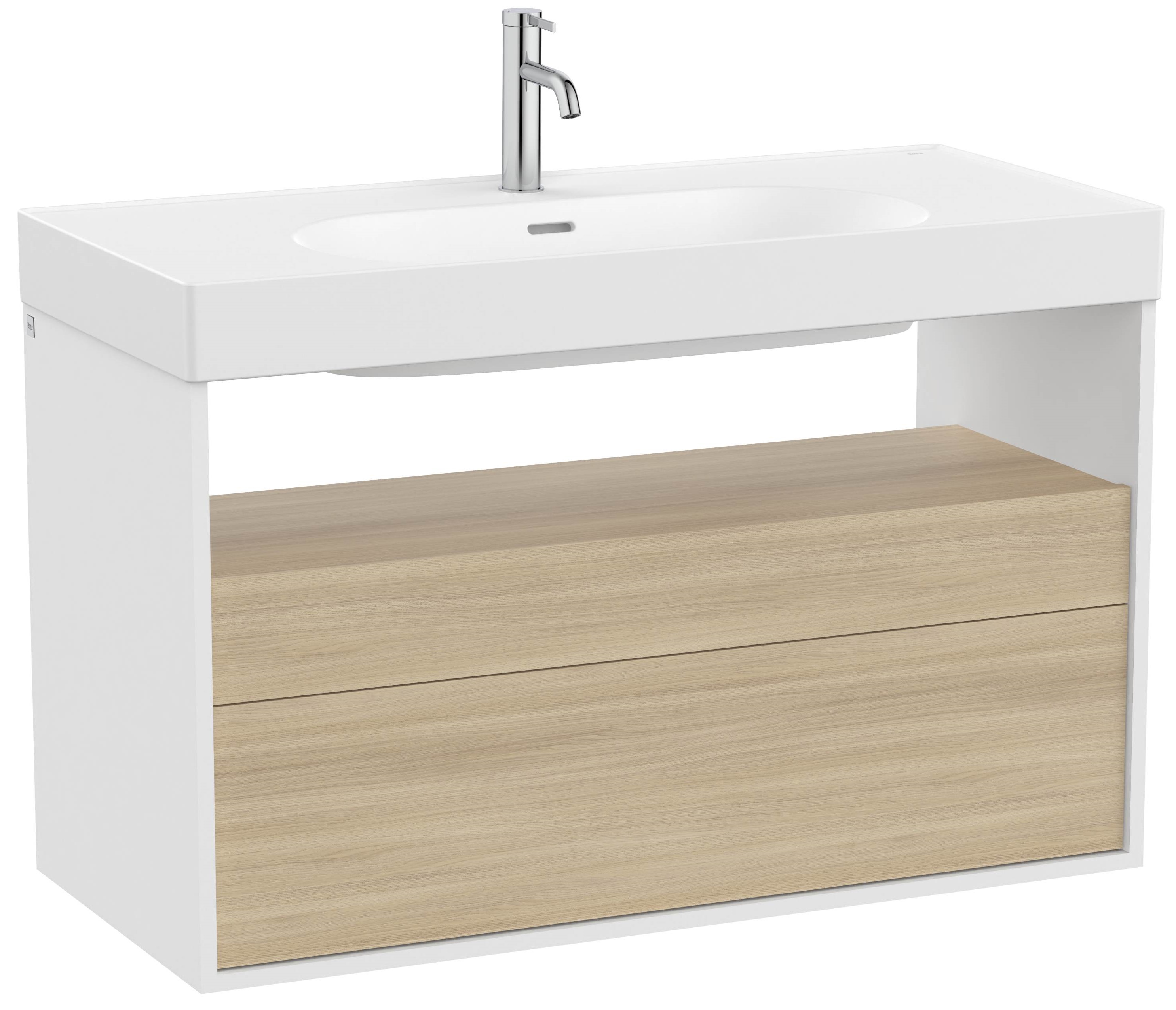 Roca Meridian kast 100x46x56.5 cm hangend onder de wastafel wit-eik A858108607