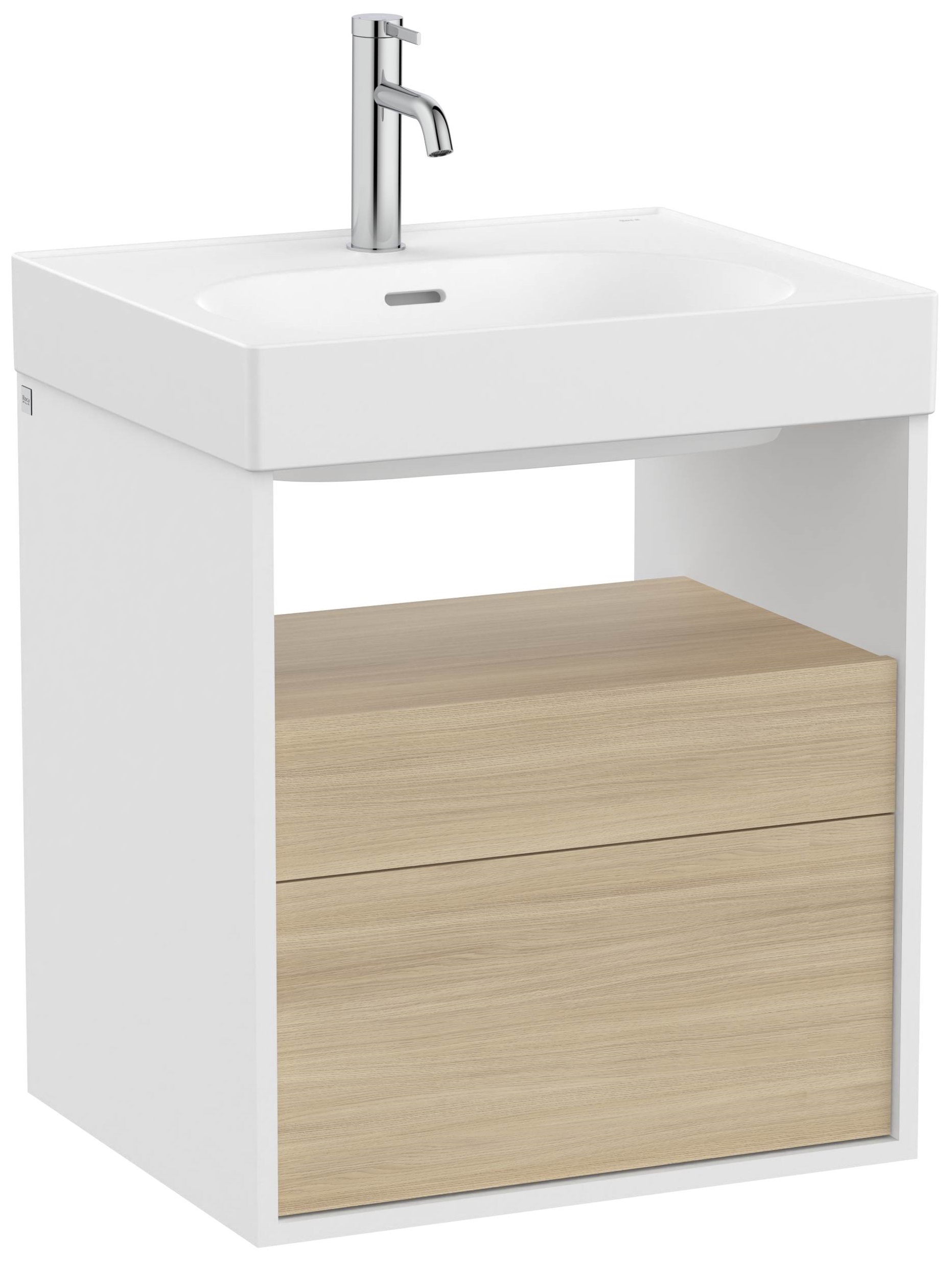 Roca Meridian kast 55x46x56.5 cm hangend onder de wastafel wit-eik A858105607