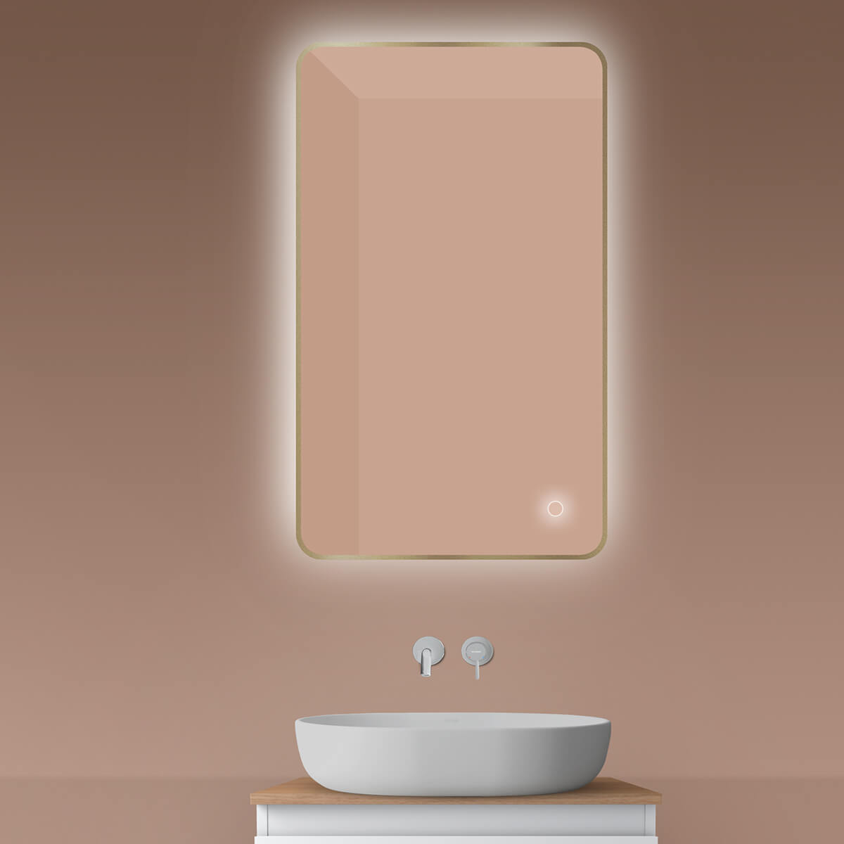 Oltens Nordlis spiegel 60x100 cm rechthoekig met verlichting met verwarmingsmat 64120510