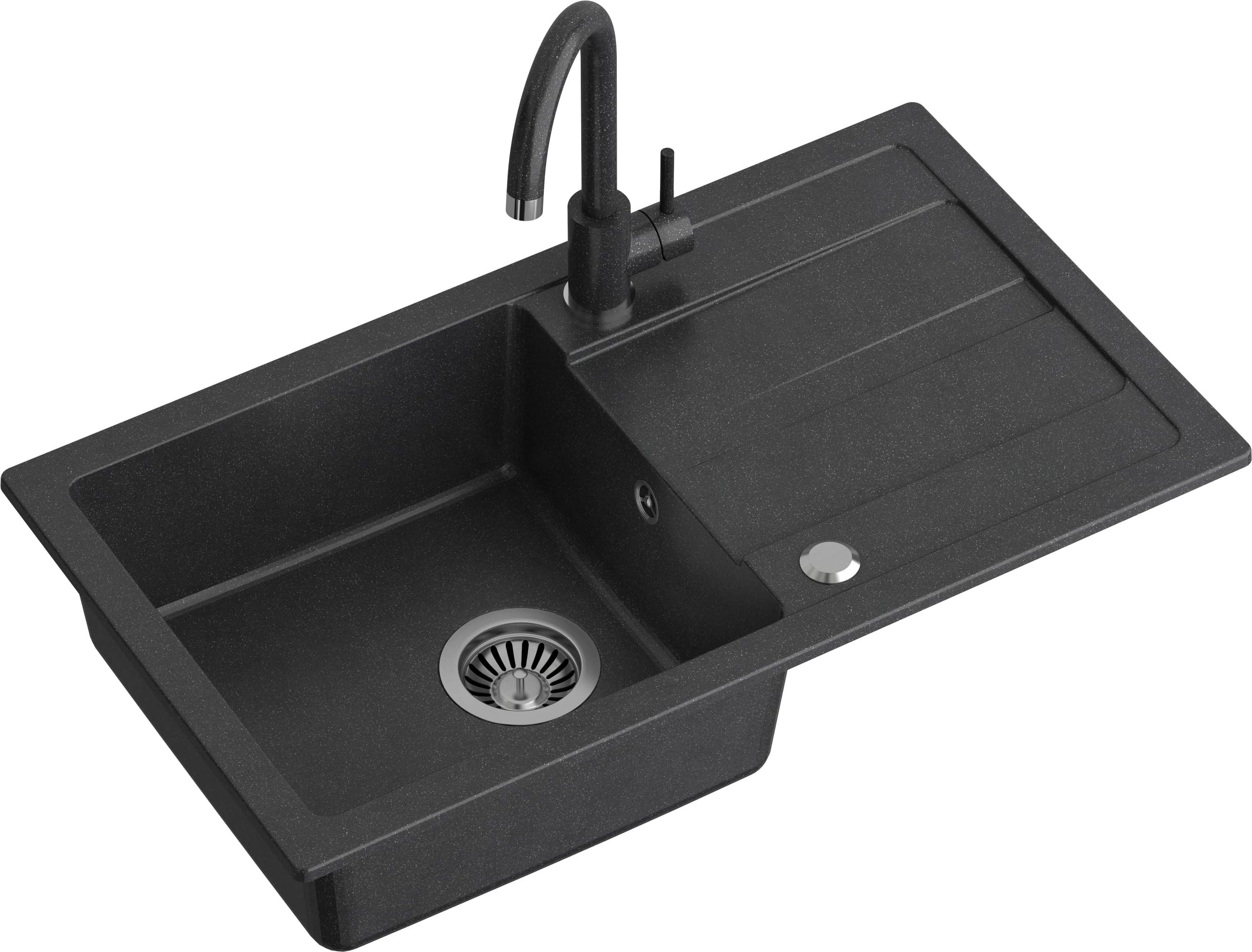 Quadron Go Max spoelbak met kraan zwart/zwart LA_TQ7744GMCZ