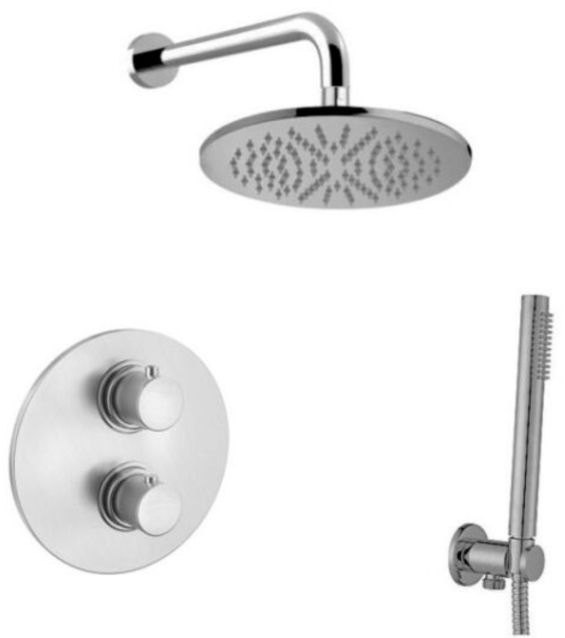 Paffoni Light doucheset inbouw met regendouche staal LIQ018ZSC2CST