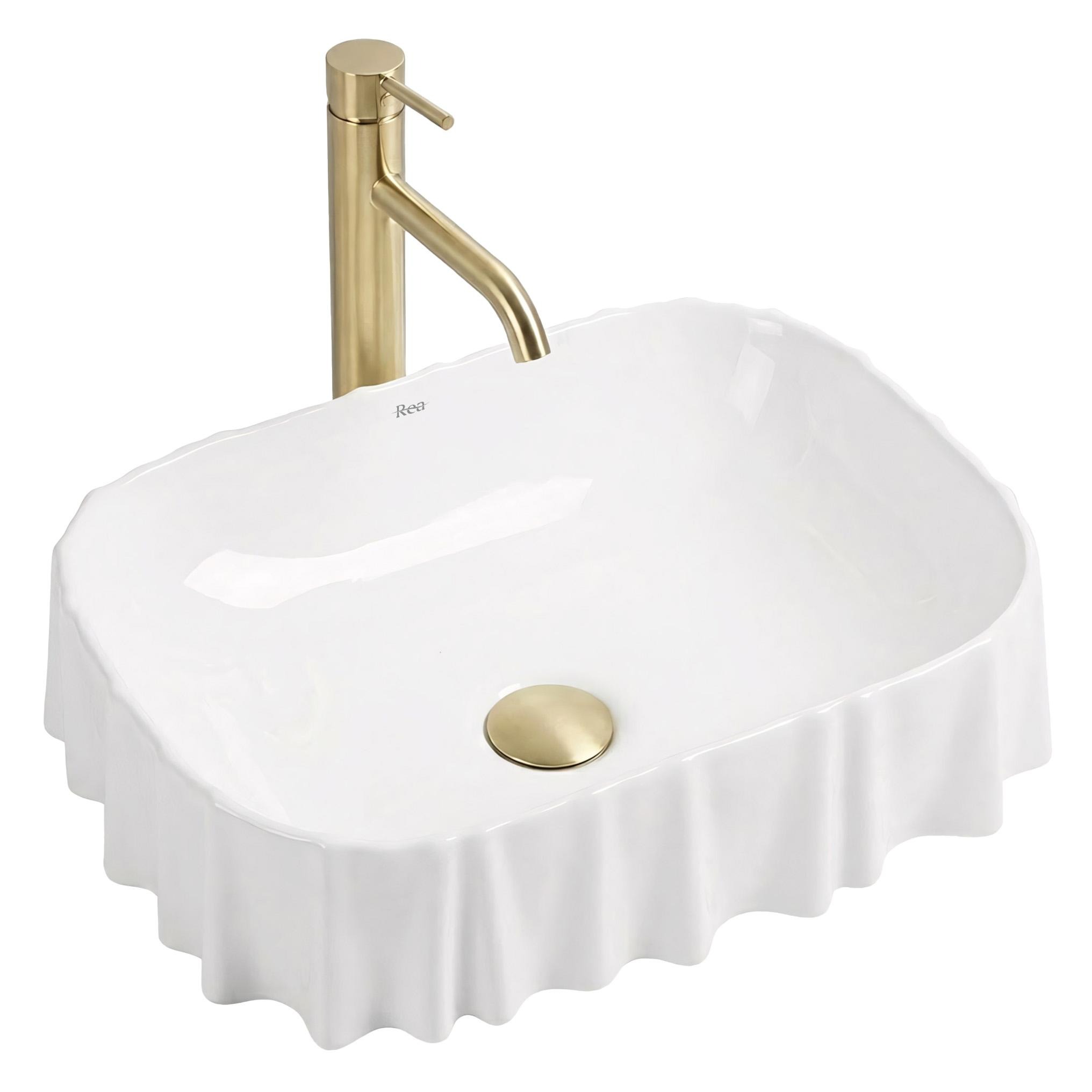 Rea Atria wastafel 48x37 cm rechthoekig opbouw wit glans REA-U3503