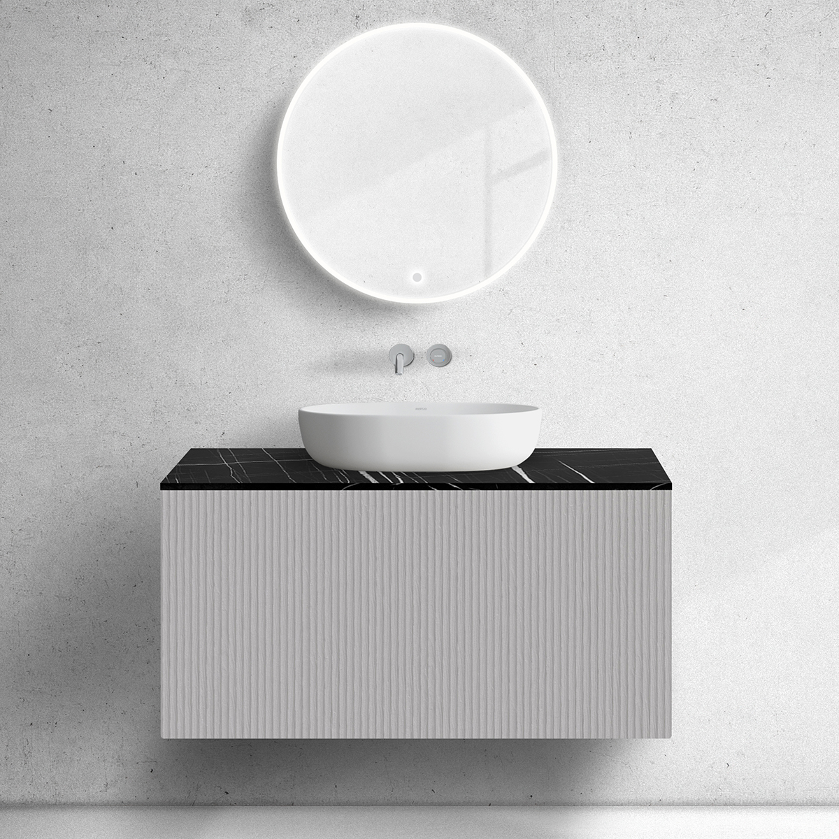 Set kast Oltens Lun Rilla 60029900, badkamerblad op kast Oltens Tera 63030990