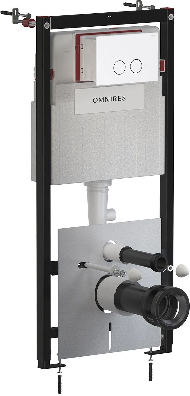 Omnires Flush Set inbouwframe met spoelknop voor de hangkom STFWC1R45-RWM