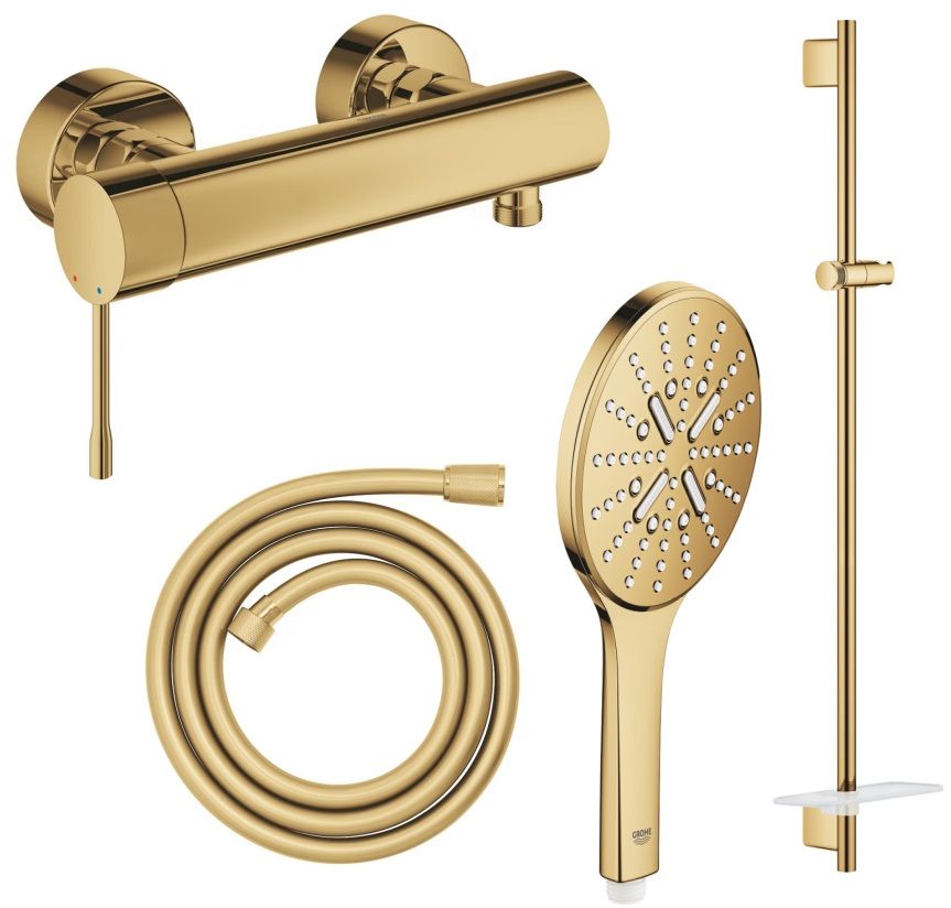 Set douchekraan Grohe Essence 33636GL1, douchestang Grohe Rainshower 26603GL0, 26574GL0, 28388GL1