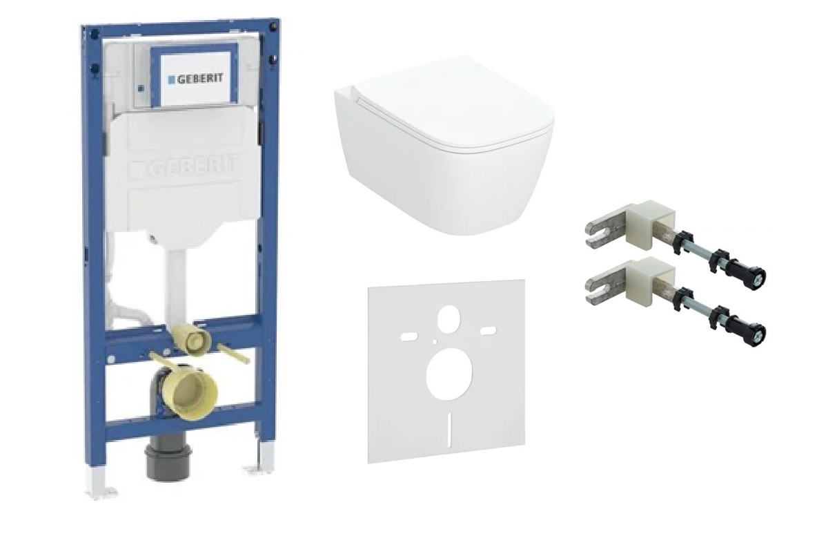 Set toiletpot met softclose toiletbril Geberit Smyle Square 503.171.00.1, inbouwframe Geberit Duofix 111.320.00.6, 111.815.00.1, 156.050.00.1