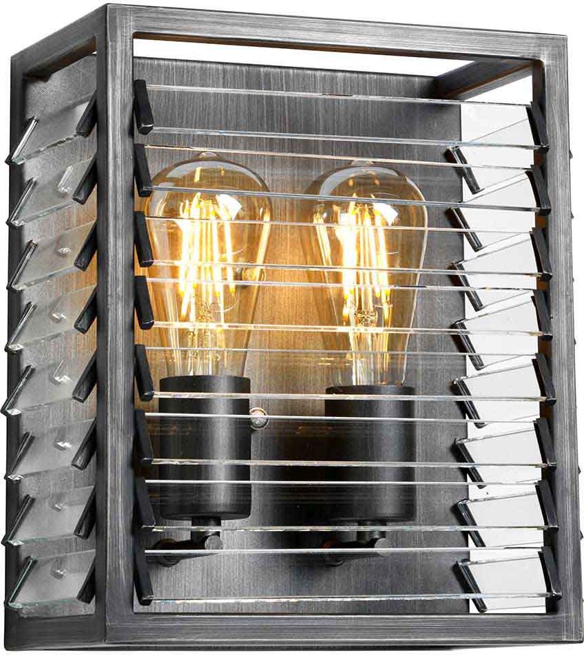 Elstead Lighting Louvre wandlamp 2x60 W grijs LOUVRE2