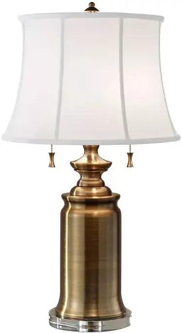 Elstead Lighting Stateroom tafellamp 2x60 W wit-messing FE-STATEROOM-TL-BB