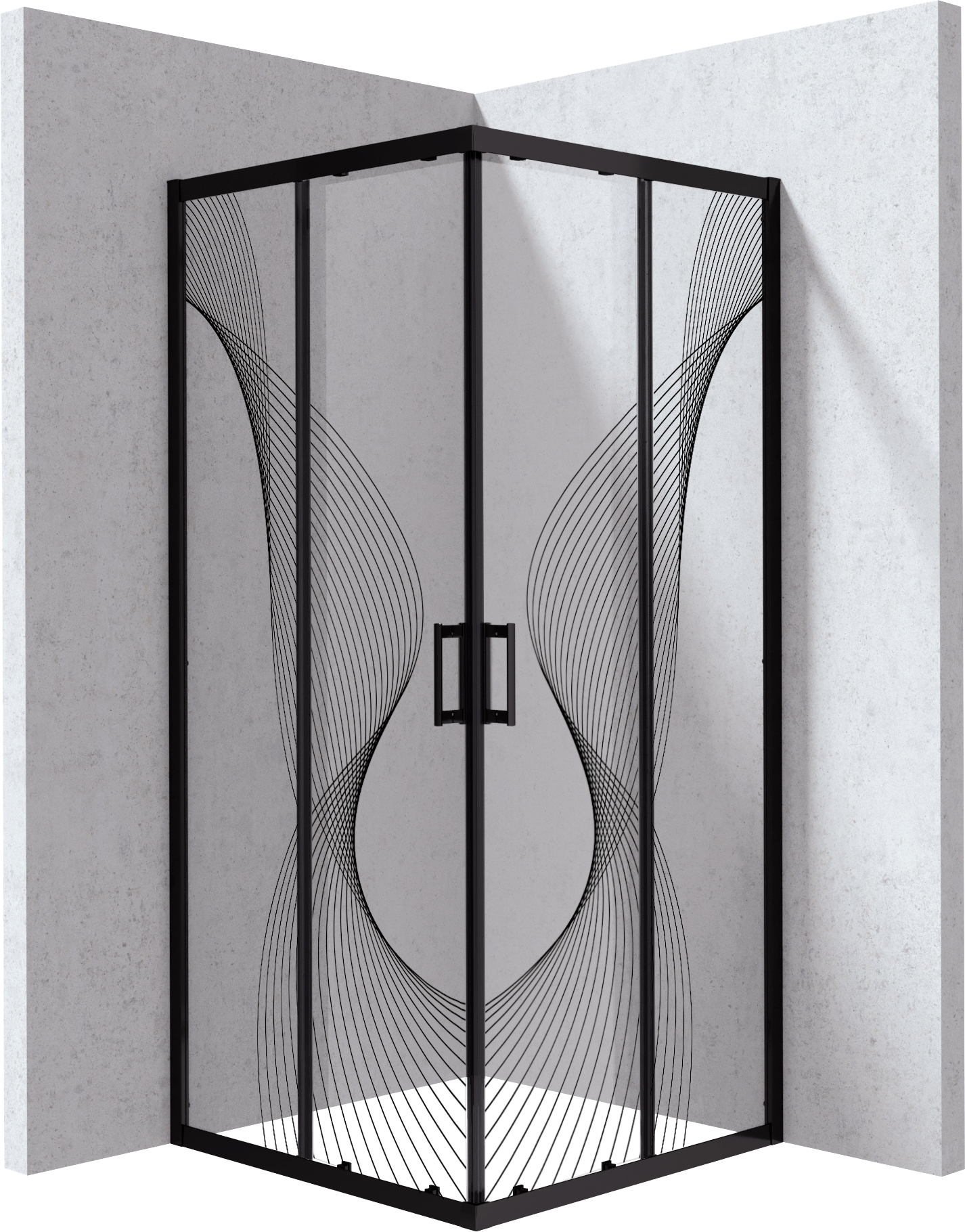 Deante Funkia Evo douchecabine 80x80 cm vierkant zwart mat/glas met patroon KYC_NB88P