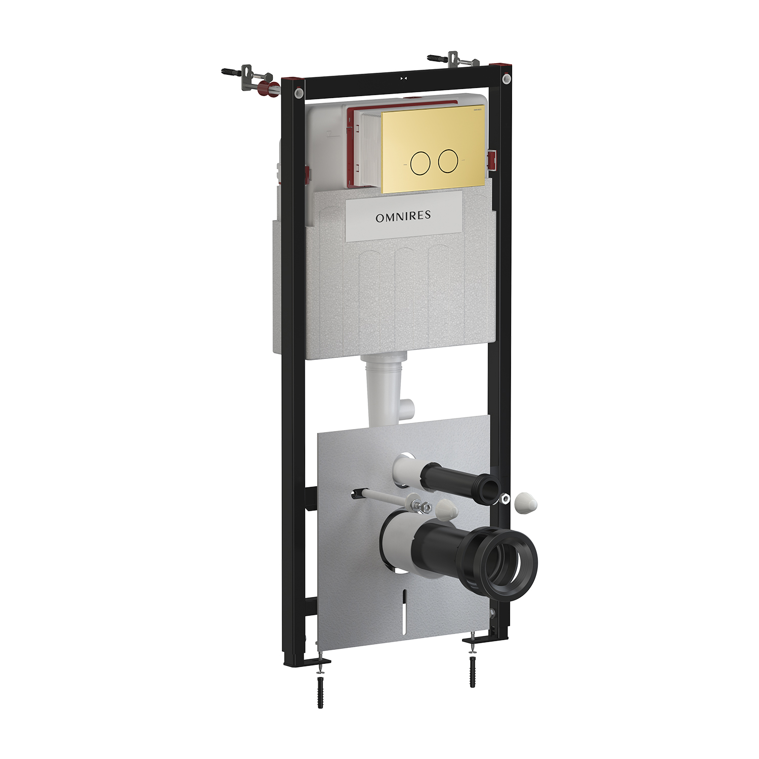 Omnires Flush Set inbouwframe met spoelknop voor de hangkom STFWC1R45-RBSB