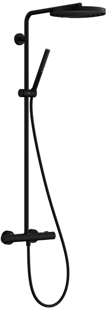 Hansgrohe Pulsify S Puro doucheset wand met thermostaat met regendouche zwart 24222670