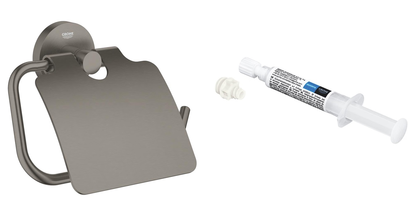 Set toiletpapierhouder Grohe Start 41179AL0, lijm Grohe QuickGlue 41127000