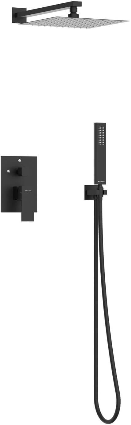 Balneo Cascade doucheset inbouw met regendouche zwart H0301060607