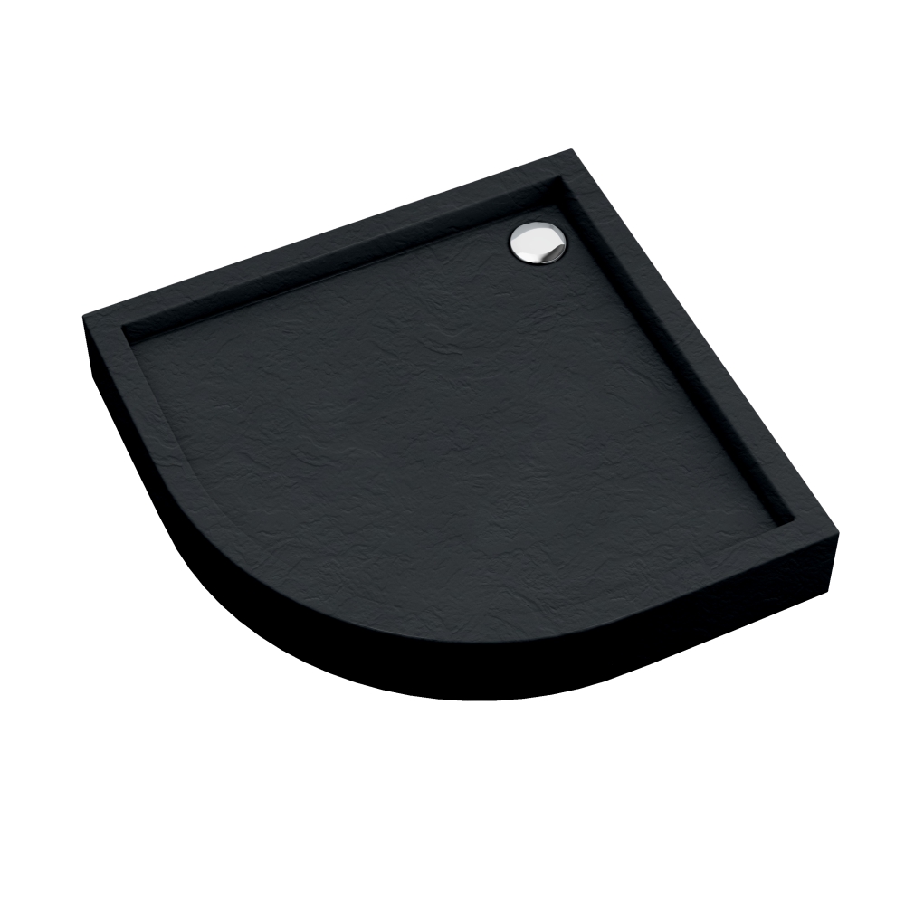Schedpol Medium Black Stone halfronde douchebak 80x80 cm zwart 3.4733/C/ST