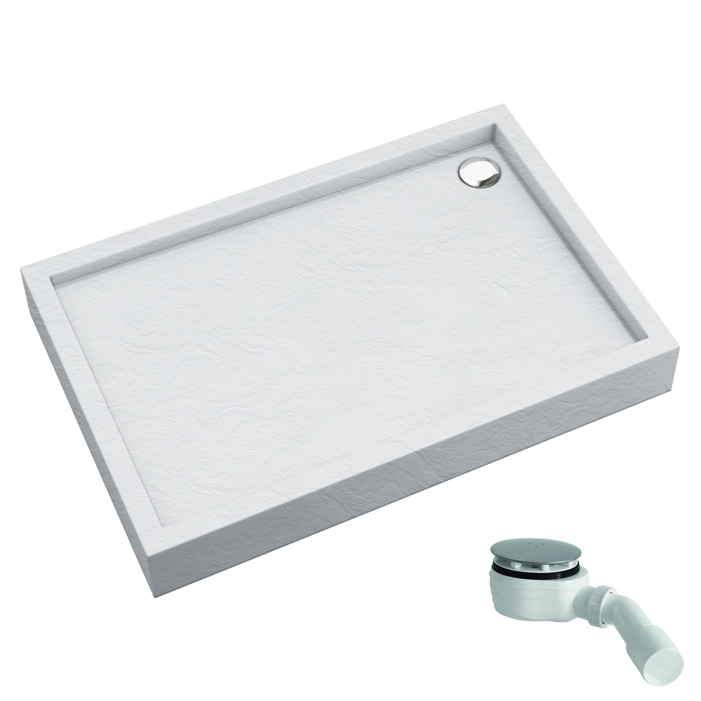 Schedline Favory Plus White Stone rechthoekige douchebak 100x80 cm wit 3ST.F1P-80100/B/ST