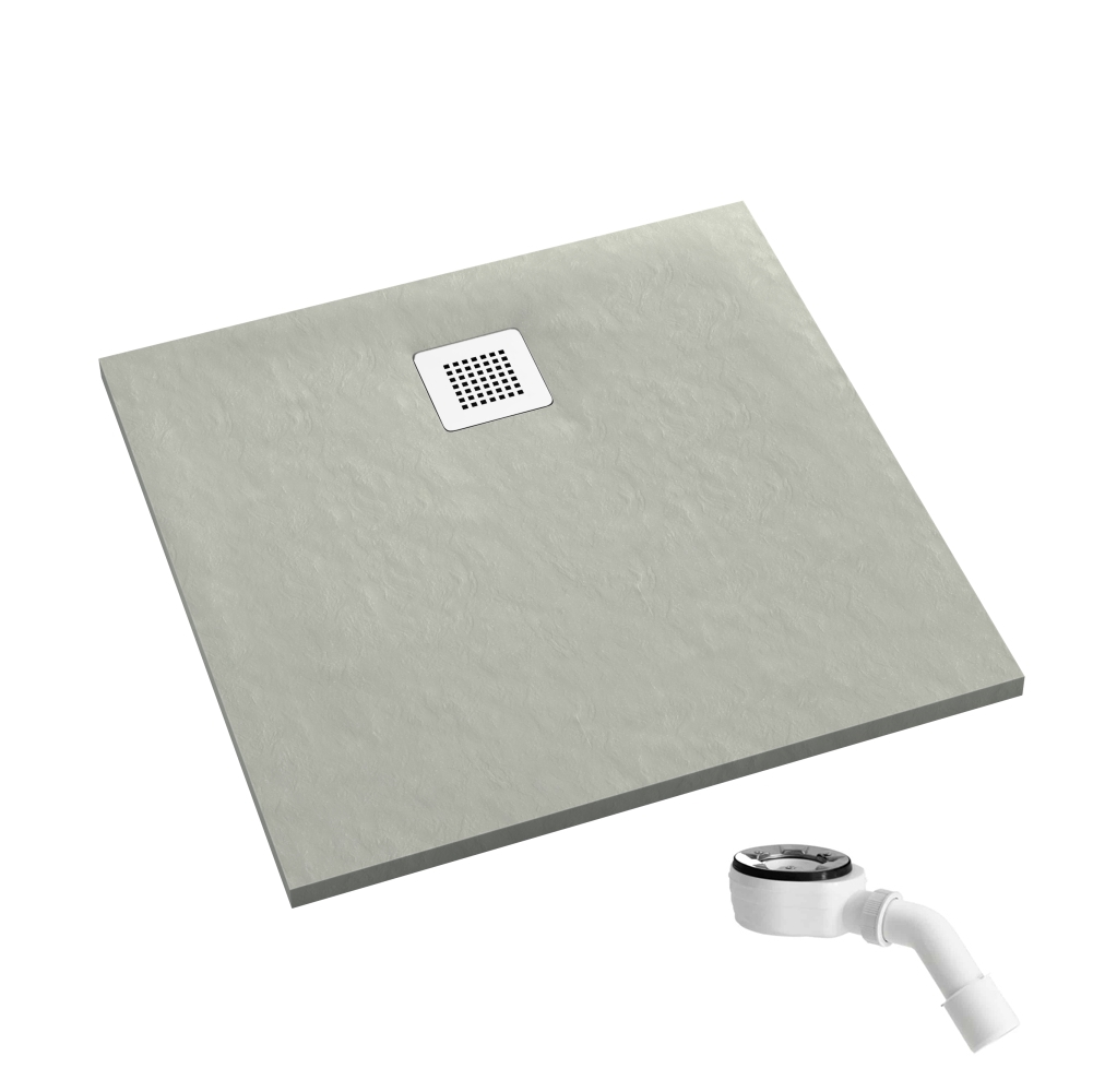 Schedpol Kalait Cement Stone vierkante douchebak 90x90 cm cement 3.3201/CT/ST-M2