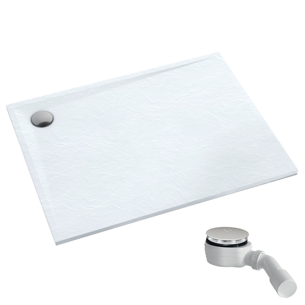 Schedpol Etrusco White Stone rechthoekige douchebak 80x70 cm wit 3.468/B/ST