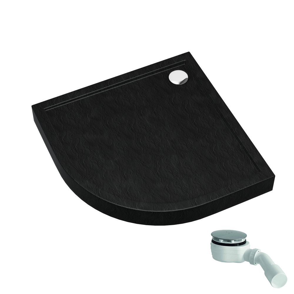 Schedpol Competia New Black Stone halfronde douchebak 80x80 cm zwart 3.4633/C/ST