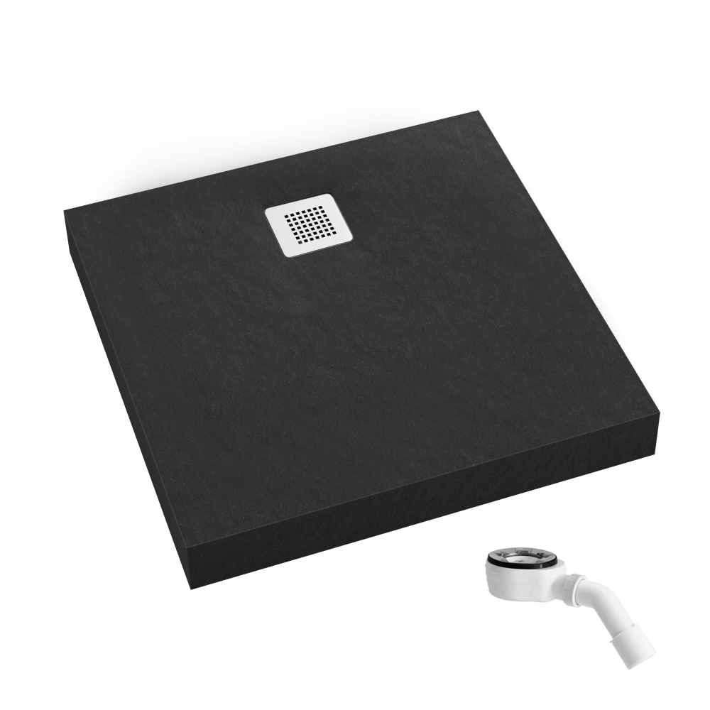Schedpol New Horizons Black Stone vierkante douchebak 80x80 cm zwart 3.3400/C/ST-M2