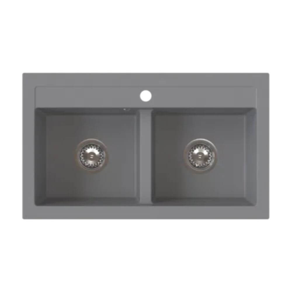 Ferro Stampo spoelbak van graniet 75x45 cm grijs/grafiet/onyx DRGS2/45/75GA