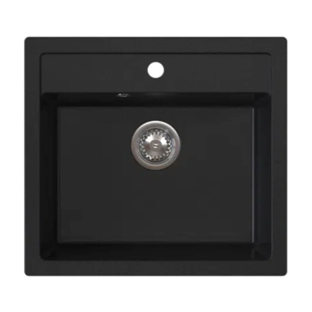 Ferro Stampo spoelbak van graniet 56x51 cm grijs/grafiet/onyx DRGS1/51/56BA