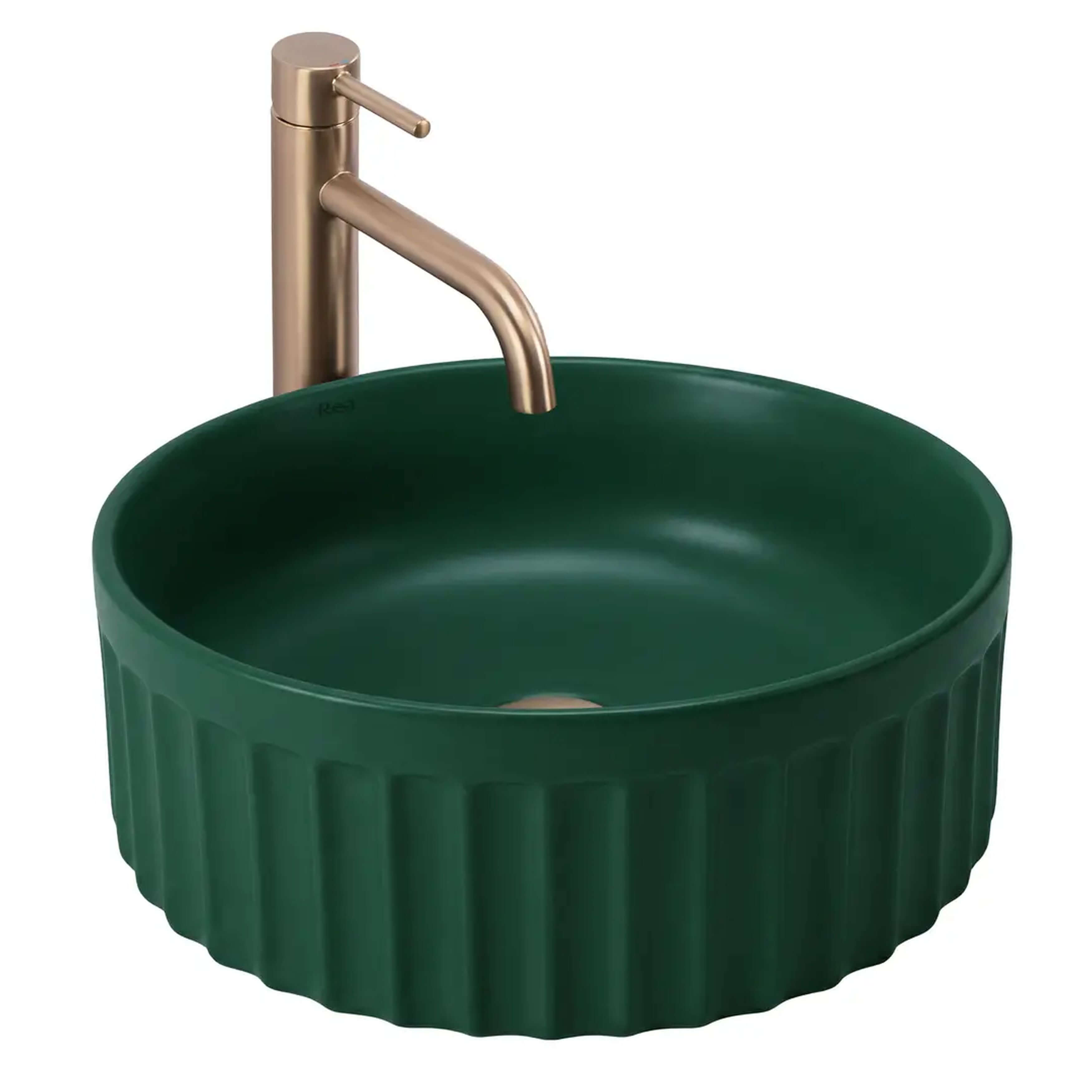 Rea Duo wastafel 38x38 cm rond opbouw groen mat REA-U3605